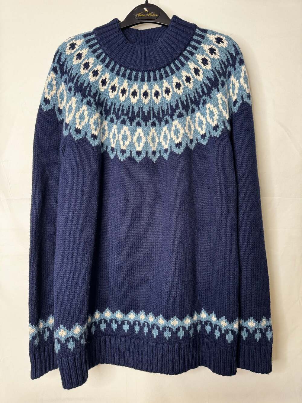 Lands' End Navy Blue Fair Isle Mock Neck Sweater 1X Tall 1X/T Sample